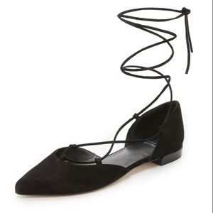 Stuart Weitzman Black Suede Gilligan Flats